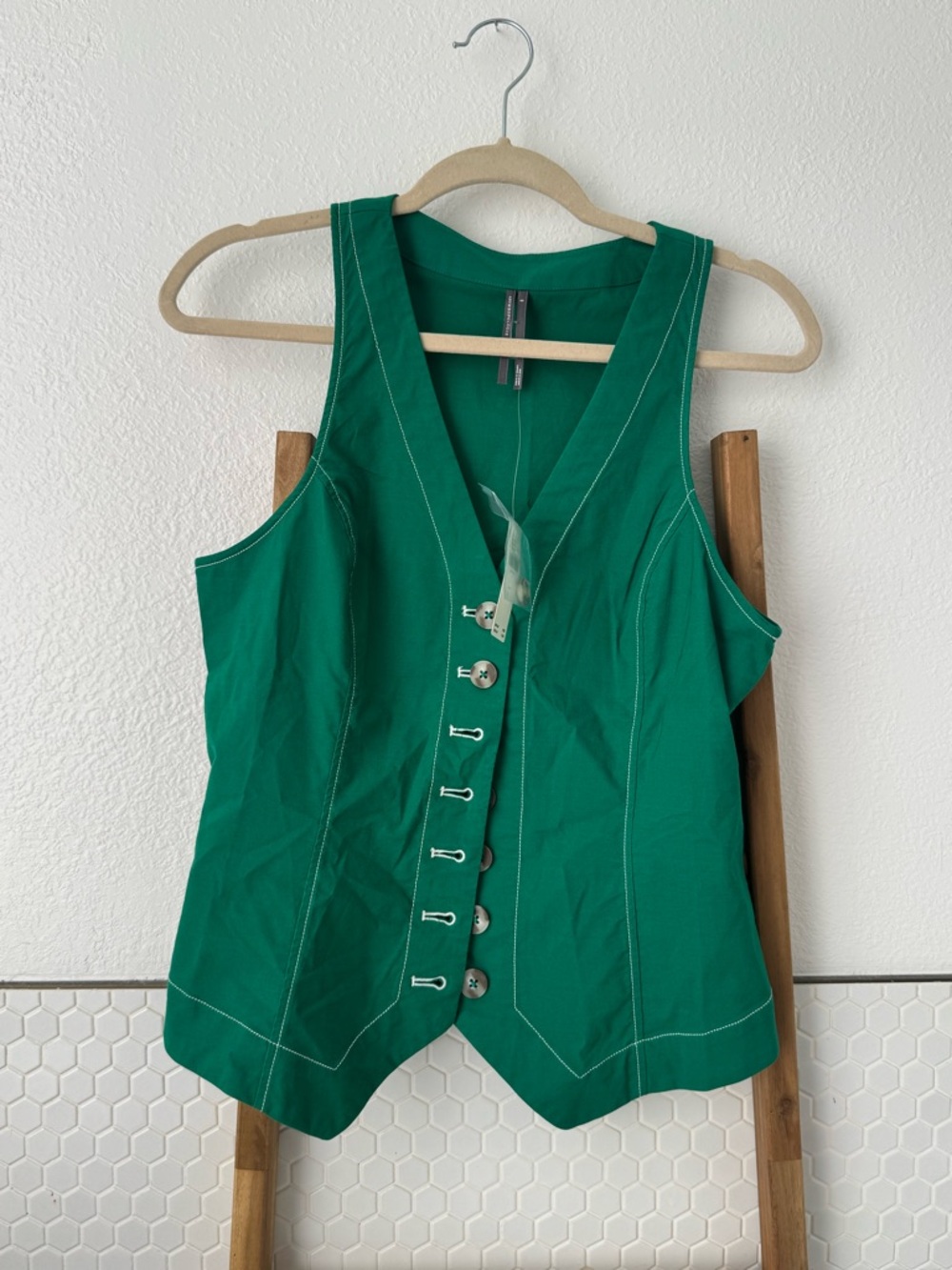 Anthropology V-Neck Button Front Vest - Picture 3 of 10